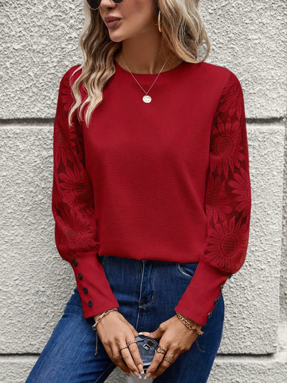 LUNA | FLORAL LACE SLEEVE BLOUSE