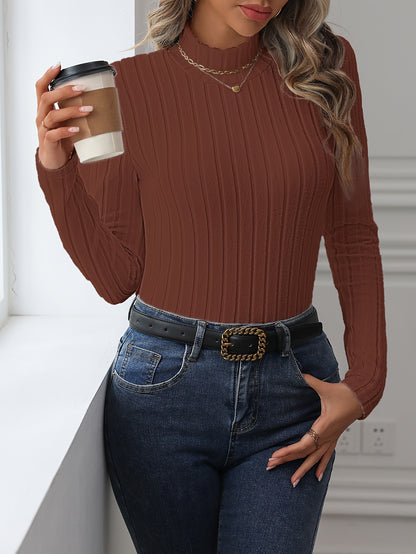 ELENA | RIBBED MOCK NECK SWEATER